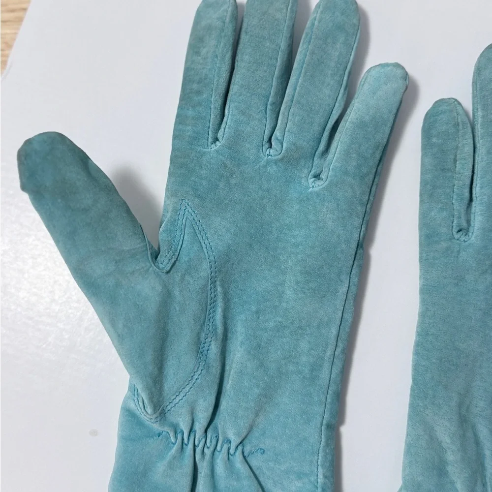 Suede Gloves Bright Aqua Teal SM